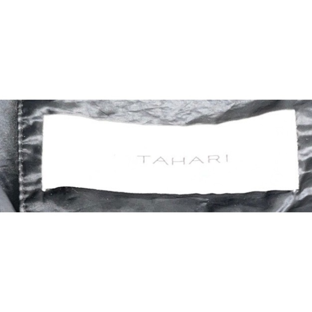 Tahari Black Down Puffer Jacket Shawl Collar Asymmetrical Zip Quilted Coat S - Picture 2 of 6